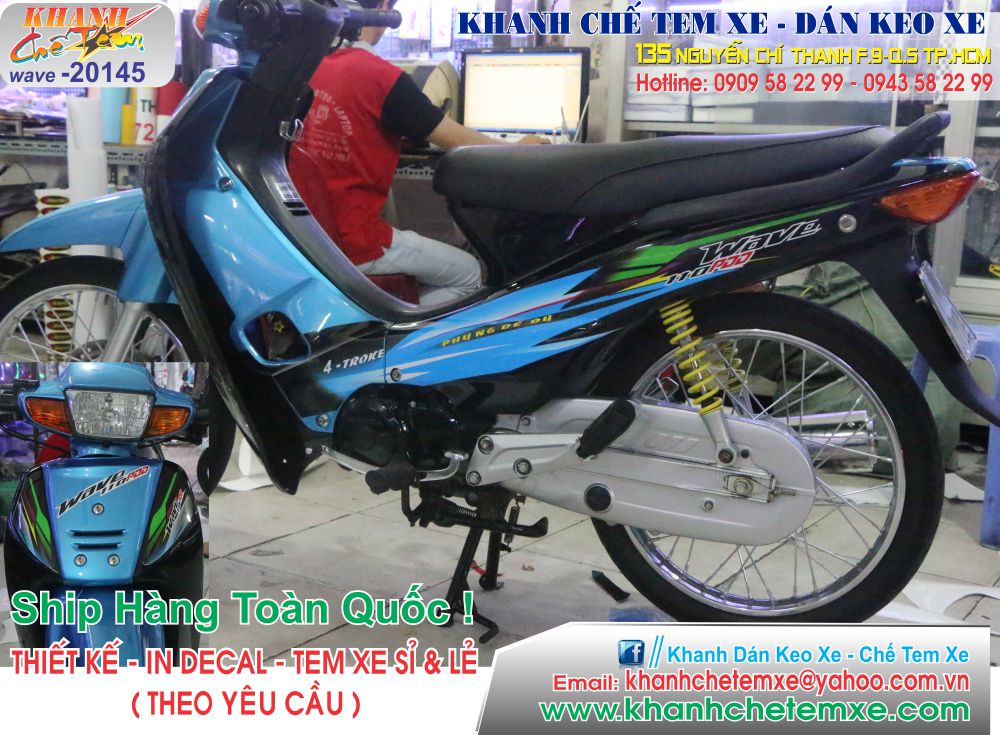 20145 tem xe wave 20145- tem xe wave xanh ngoc dep - khanh che tem xe -  khanh decal - dan keo xe dep - Khanh Chế Tem Xe - giá rẻ nhất HCM -